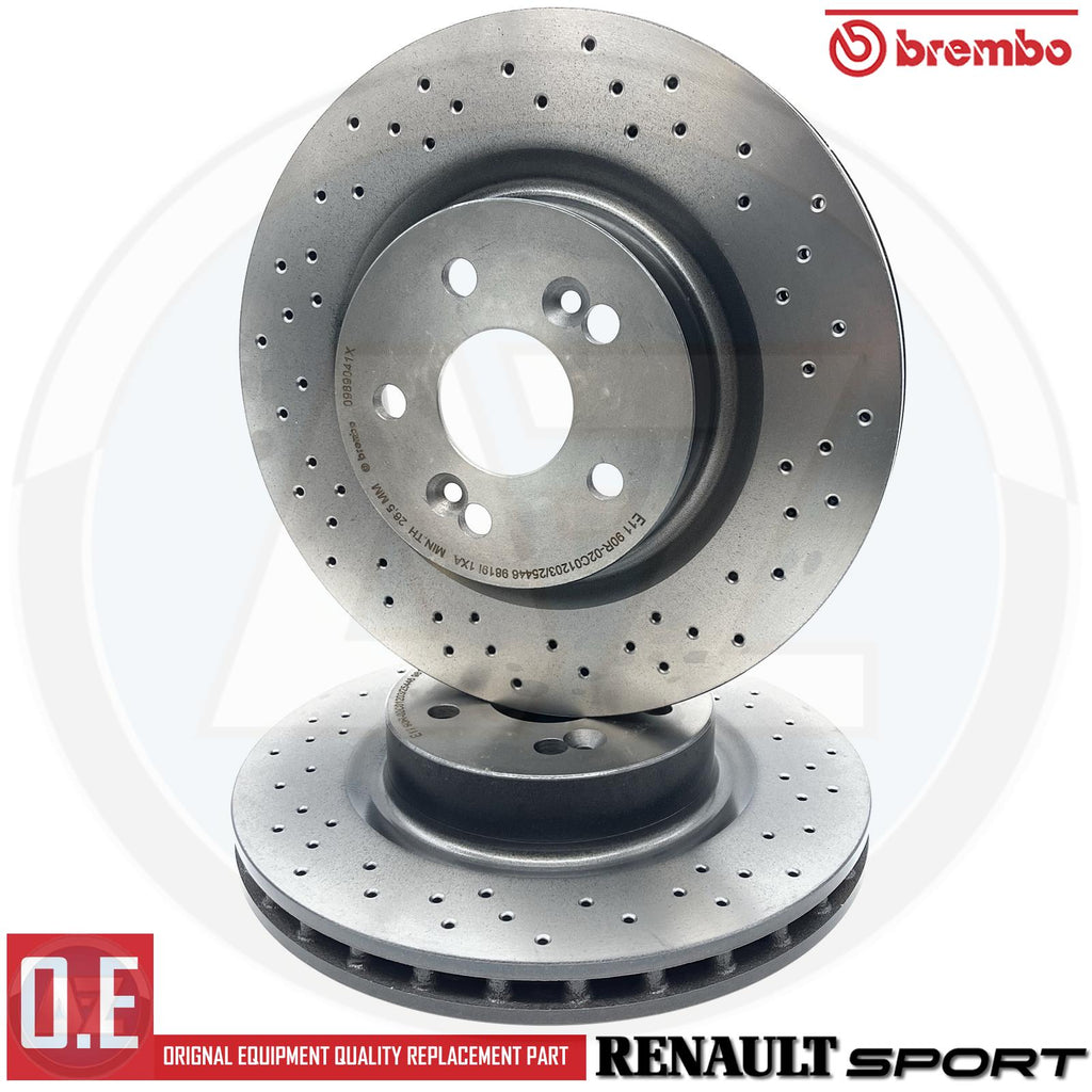 For Renaultsport Clio Sport MK3 197 200 Front Kinetix Drilled Brake Discs TX095