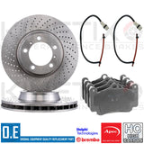 FOR PORSCHE 911 CARRERA 991 996 997 DRILLED FRONT BRAKE DISCS PADS & WIRES 330mm