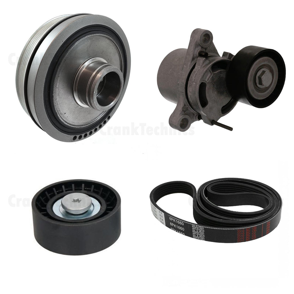 FOR BMW 120d TORSION VIBRATION DAMPER CRANKSHAFT PULLEY DRIVE BELT TENSIONER KIT