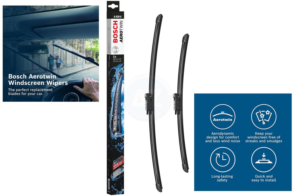 BOSCH OEM AERO TWIN FRONT WINDSCREEN WIPER BLADES PAIR 600mm 400mm A930S