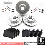 FIT AUDI Q7 VW TOUAREG PORSCHE CAYENNE FRONT REAR DRILLED BRAKE DISCS PADS WIRES