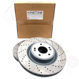 FOR KIA STINGER 2017- FRONT PERFORMANCE CROSS DRILLED BRAKE DISCS PAIR 350mm