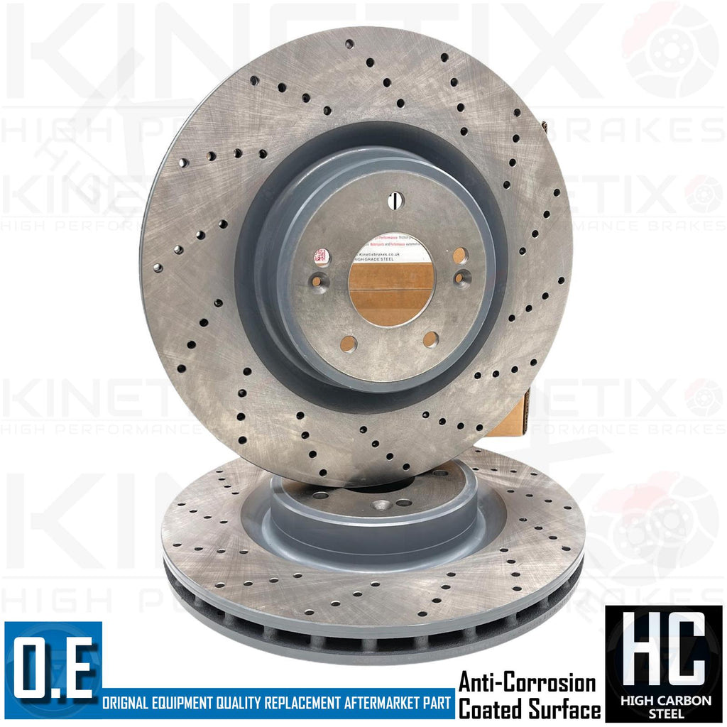 FOR KIA STINGER 3.3 GDI 17- FRONT PERFORMANCE CROSS DRILLED BRAKE DISCS 350mm