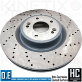 FOR KIA STINGER 2017- FRONT PERFORMANCE CROSS DRILLED BRAKE DISCS PAIR 350mm