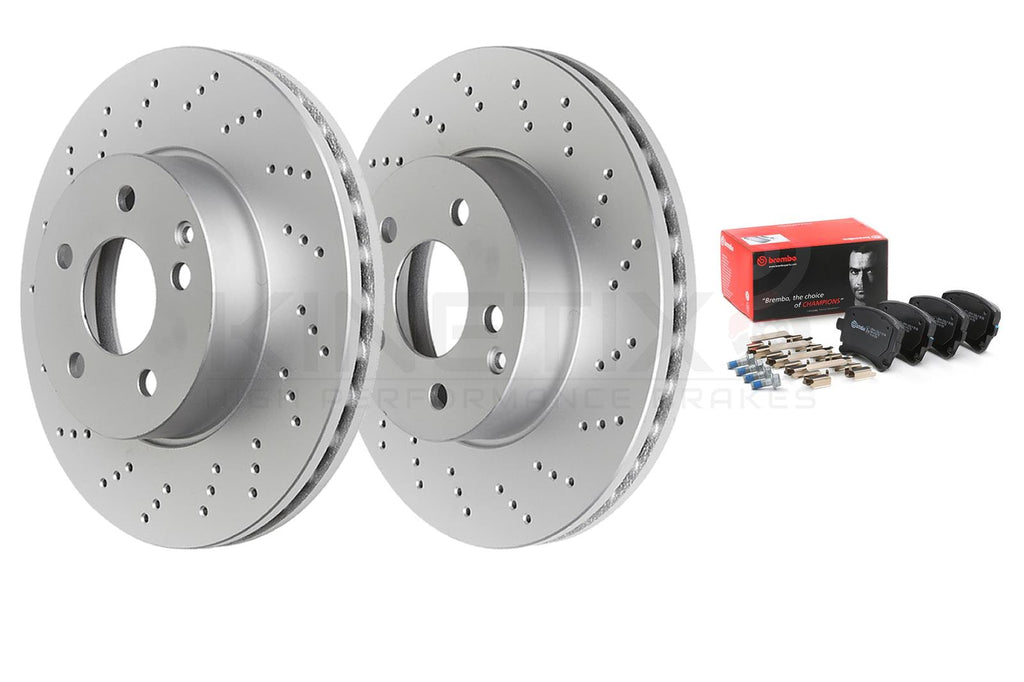 FOR AUDI S8 2006-2010 REAR CROSS DRILLED KINETIX BRAKE DISCS BREMBO PADS 355mm