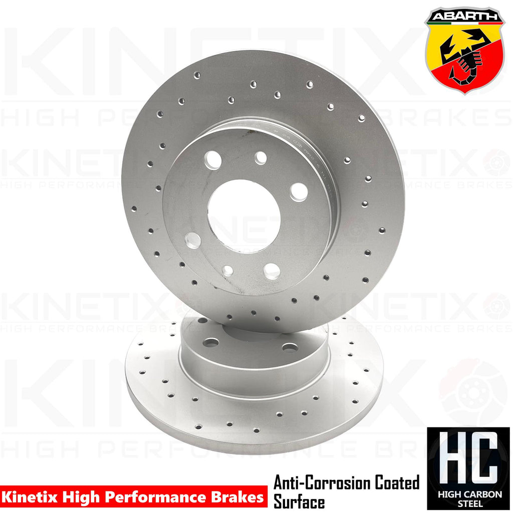 FOR ABARTH 595 COMPETIZIONE 180 HIGH CARBON DRILLED REAR BRAKE DISCS PAIR 240mm