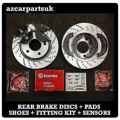 BMW E46 M SPORT 320D 325i REAR BRAKE DISCS BREMBO PADS SENSORS SHOES FITTING KIT