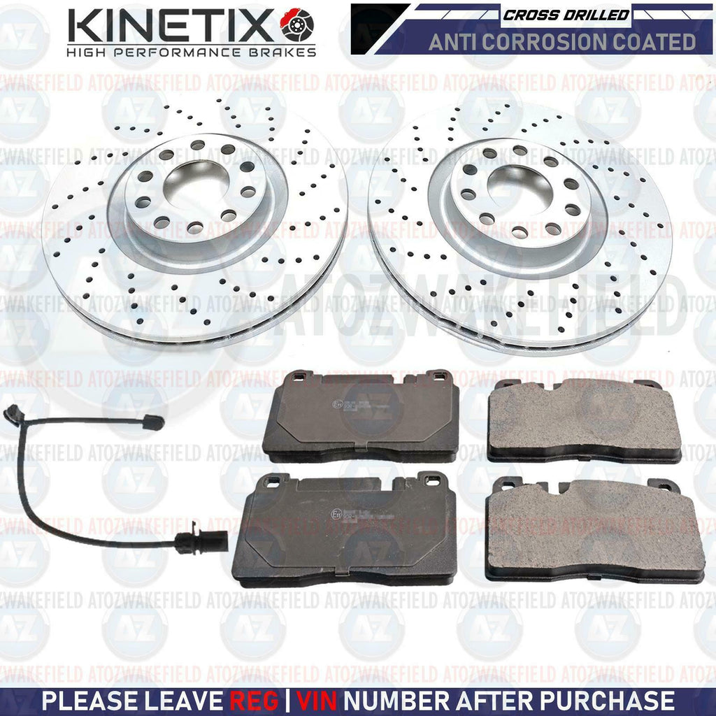 FOR AUDI A7 3.0 TDI QUATTRO FRONT DRILLED BRAKE DISCS PADS WIRE SENSOR 356mm