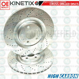 FOR AUDI Q7 3.0 TDI REAR CROSS DRILLED KINETIX BRAKE DISCS PAIR 350mm