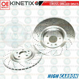 FOR AUDI Q7 3.0 TDI REAR CROSS DRILLED KINETIX BRAKE DISCS PAIR 350mm