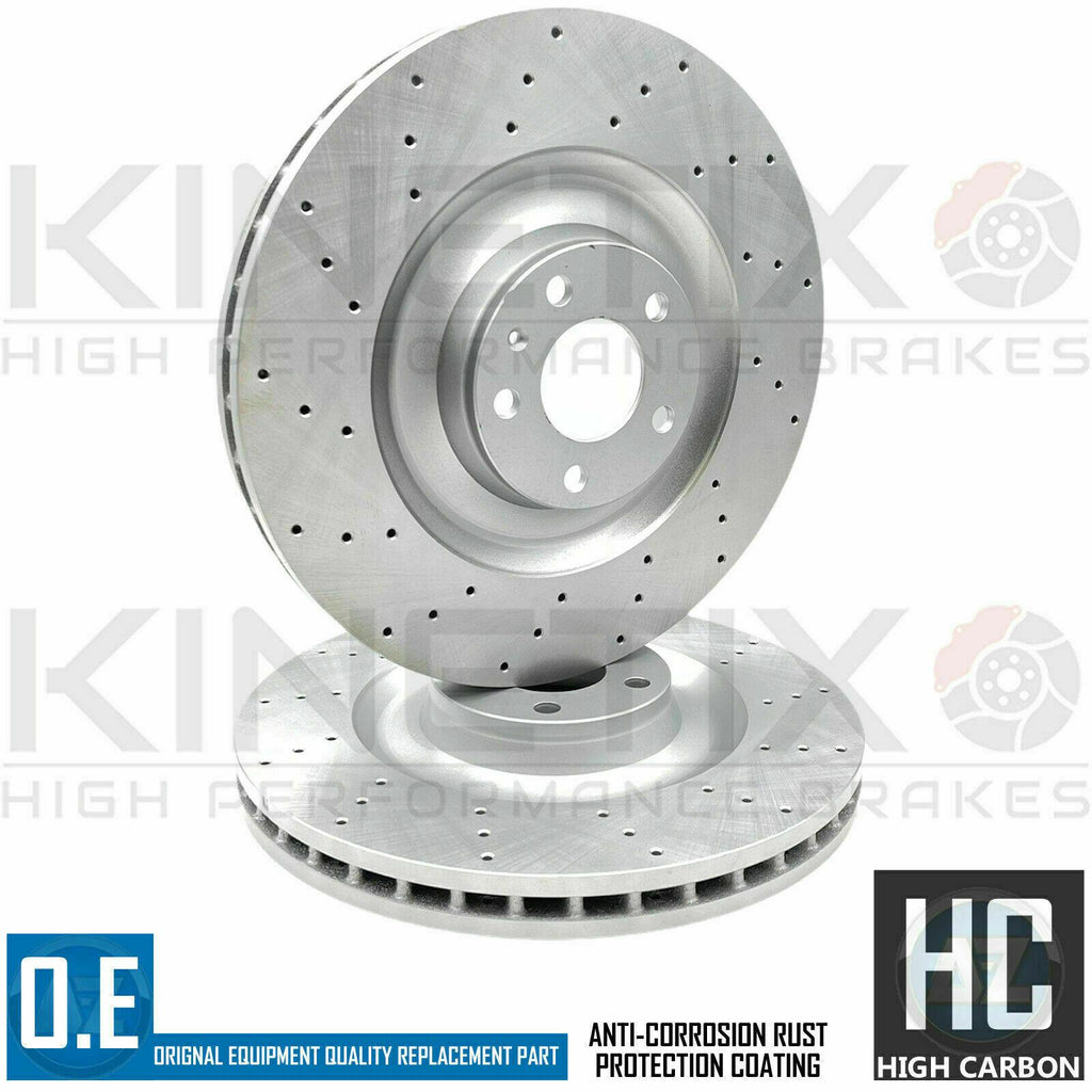 FOR AUDI A8 S6 S8 FSi 5.2 FRONT DRILLED KINETIX PERFORMANCE BRAKE DISCS 385mm HC