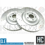 FOR AUDI A8 S8 FRONT DRILLED KINETIX PERFORMANCE HIGH CARBON BRAKE DISCS 385mm