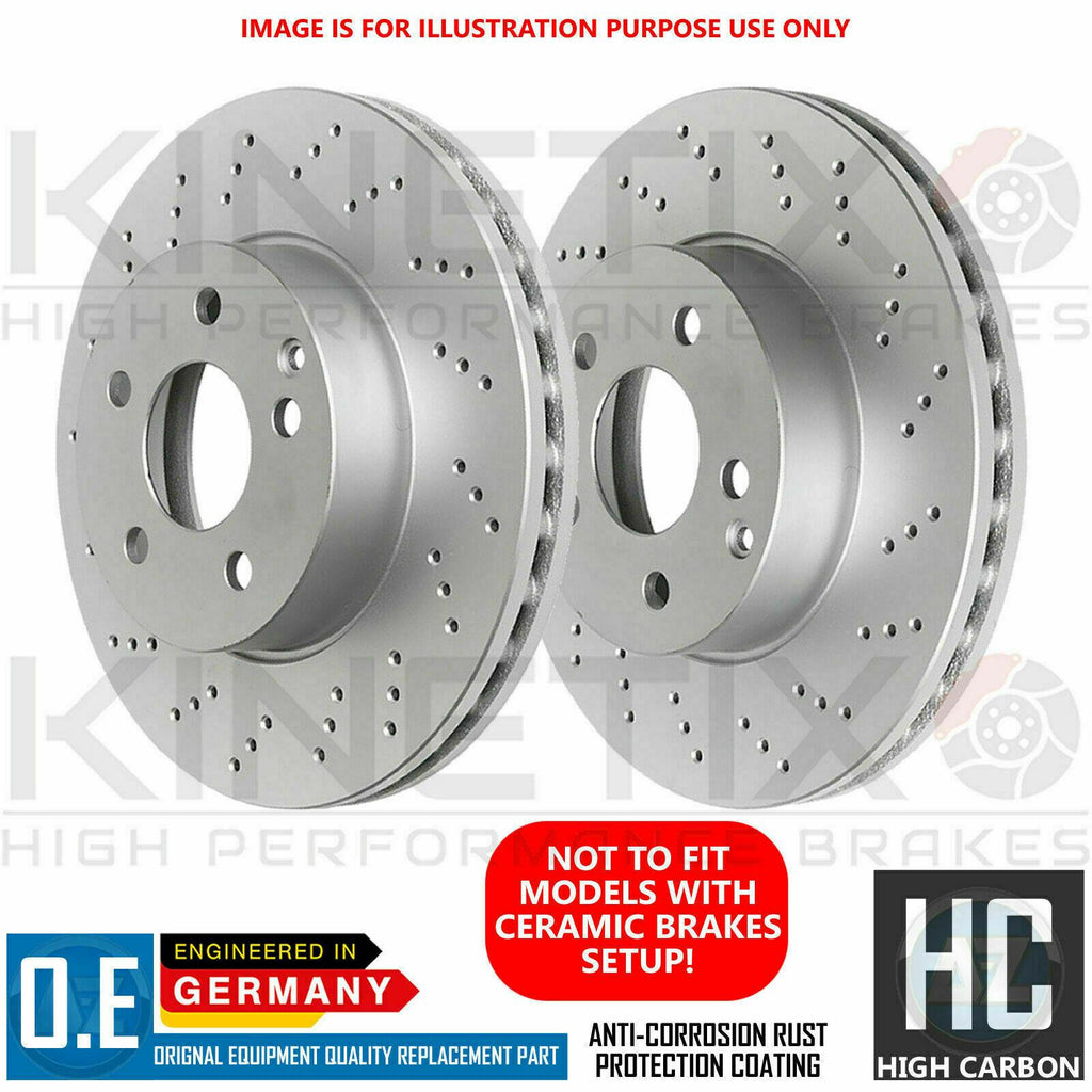 FOR AUDI A8 S8 KINETIX REAR CROSS DRILLED PERFORMANCE BRAKE DISCS PAIR 335mm