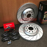 FOR AUDI RS3 REAR PERFORMANCE KINETIX DRILLED BRAKE DISCS MINTEX PADS 310mm