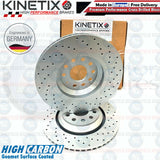 FOR AUDI RSQ3 2.5 REAR CROSS DRILLED KINETIX BRAKE DISCS MINTEX PADS SET 310mm