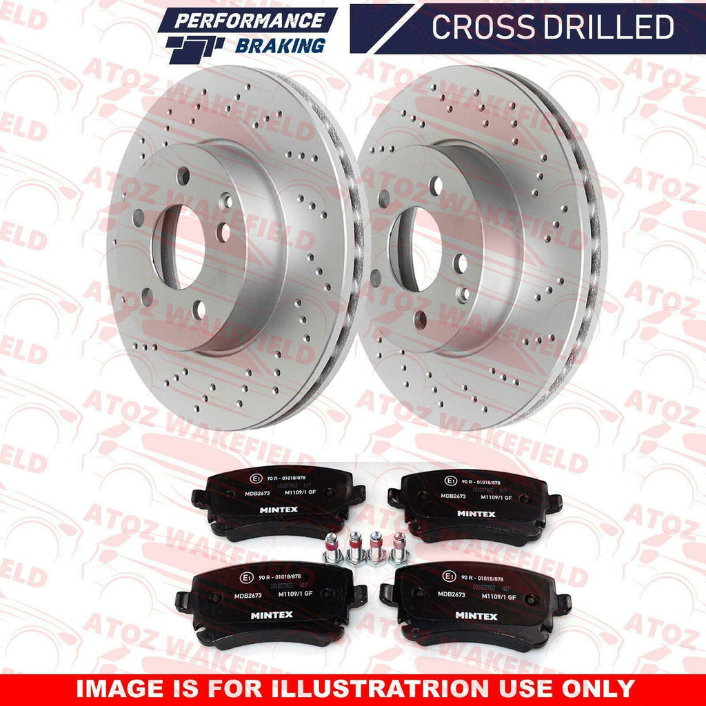 FOR BENTLEY CONTINENTAL 6.0 REAR LEFT RIGHT DRILLED BRAKE DISCS MINTEX PADS 355m