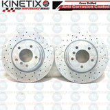 FOR BMW 130i M SPORT E81 E87 FRONT CROSS DRILLED BRAKE DISCS PAIR 330mm COATED