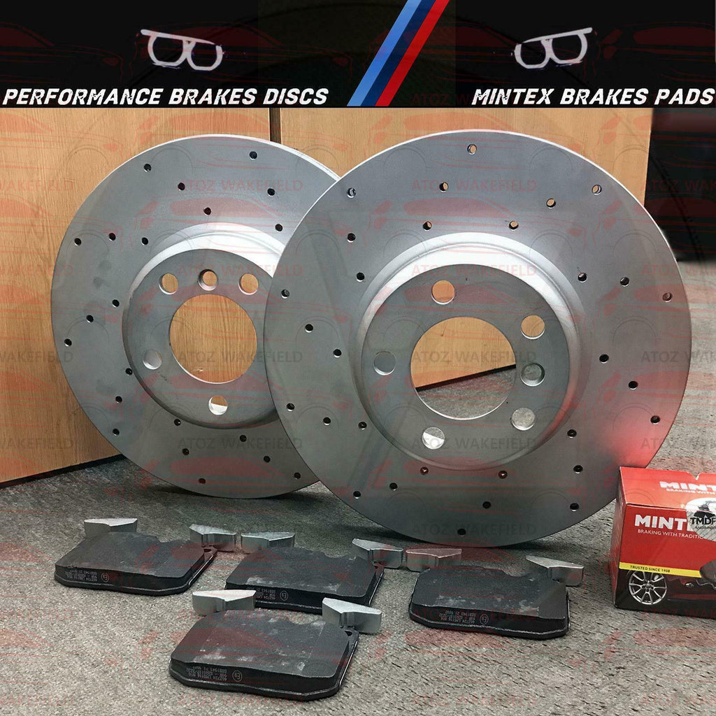 FOR BMW 125d 125i M SPORT FRONT DRILLED PERFORMANCE BRAKE DISCS MINTEX PADS 340