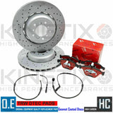 FOR BMW 1M E82 FRONT LEFT RIGHT DRILLED BRAKE DISCS DTEC PADS WIRE SENSORS 360mm