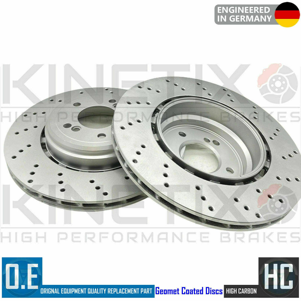 FOR BMW 1M M3 E82 E90 E92 E93 REAR LEFT RIGHT DRILLED BRAKE DISCS PAIR 350mm