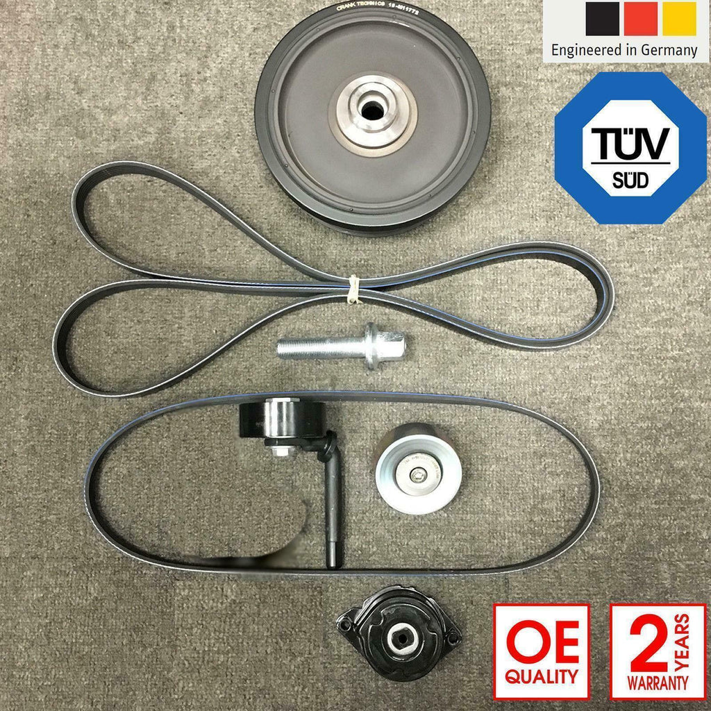 FOR BMW 3 SERIES E46 320d 320td CRANKSHAFT TVD PULLEY TENSIONERS DRIVE BELT KIT