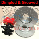 FOR BMW 320d 320cd E46 FRONT DIMPLED GROOVED BRAKE DISCS MINTEX PADS 300mm