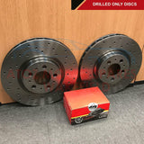 FOR BMW 320d E92 E93 M SPORT FRONT CROSS DRILLED BRAKE DISCS PLATINUM PADS 312mm