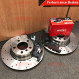 FOR BMW 330i 330d 430i 430d DRILLED FRONT BRAKE DISCS MINTEX PADS & SENSOR 330mm