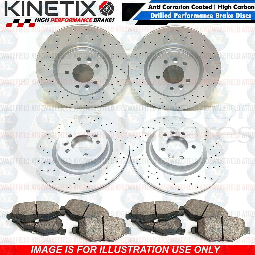 FOR BMW 330e F30 FRONT REAR DRILLED BRAKE DISCS PADS WEAR SENSORS 312mm 300mm