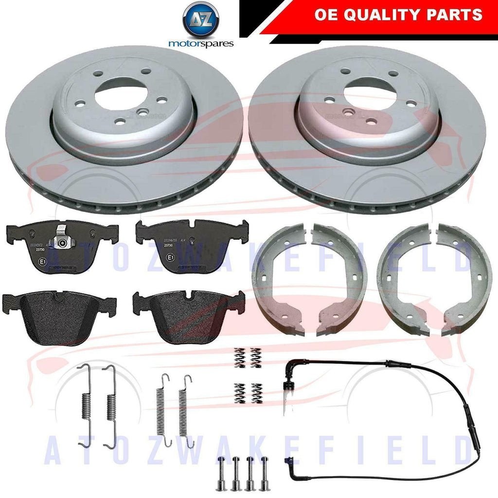 FOR BMW 5 SERIES 535d E60 E61 REAR BRAKE DISCS PADS SENSOR BRAKE SHOES KIT 345mm