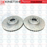 FOR BMW 5 SERIES E60 E61 535d M SPORT FRONT DRILLED BRAKE DISCS PADS WIRE 348mm