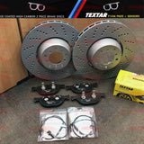 FOR BMW E60 E61 M5 5.0 FRONT LEFT RIGHT BRAKE DISCS & TEXTAR BRAKE PADS & WIRES