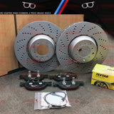 FOR BMW E60 E61 M5 5.0 FRONT LEFT RIGHT BRAKE DISCS & TEXTAR BRAKE PADS & WIRES