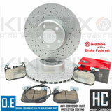 FOR BMW 440i F32 F33 F36 M SPORT DRILLED FRONT BRAKE DISCS XTRA PADS & SENSOR