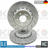 FOR BMW M3 E90 REAR LEFT RIGHT DRILLED BRAKE DISCS SET 34212283803/34212283804