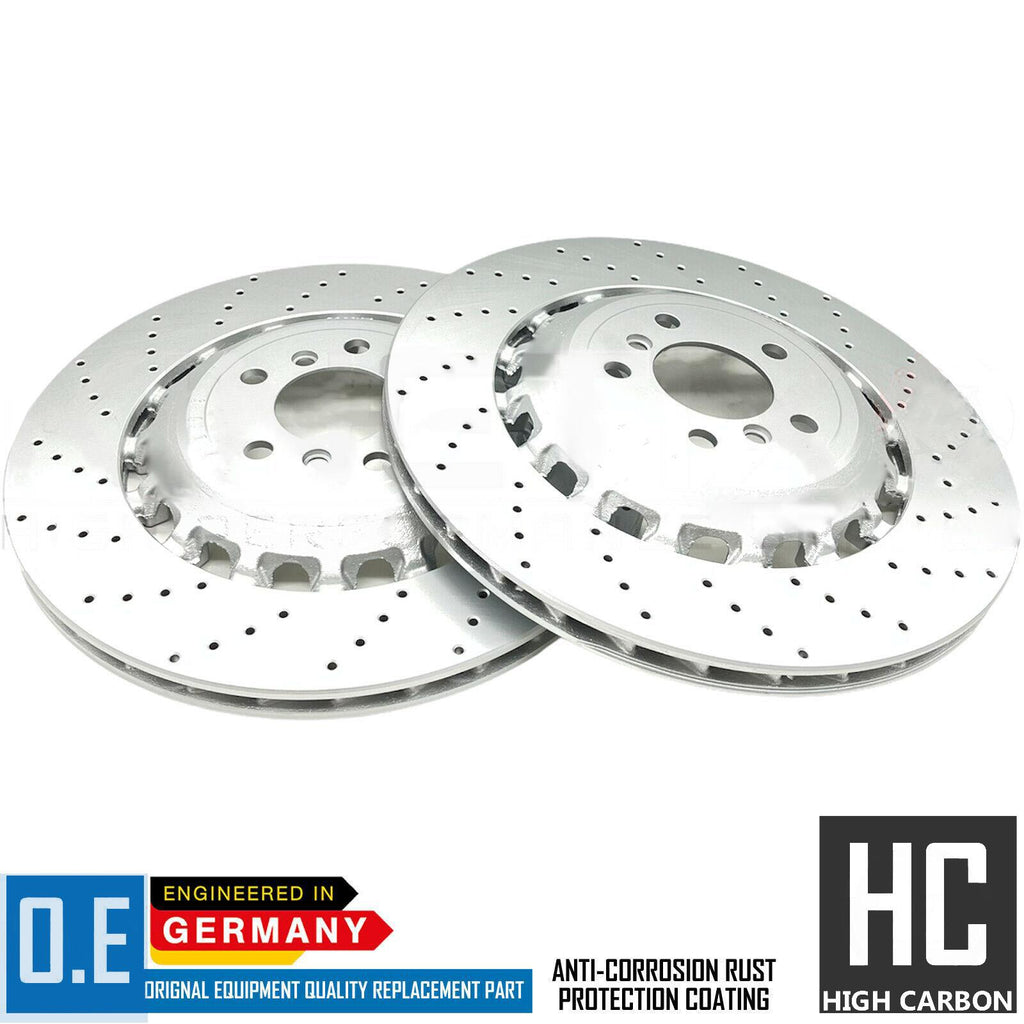 FOR BMW M5 M6 F06 F10 F12 F13 REAR LEFT RIGHT DRILLED KINETIX BRAKE DISCS 396mm