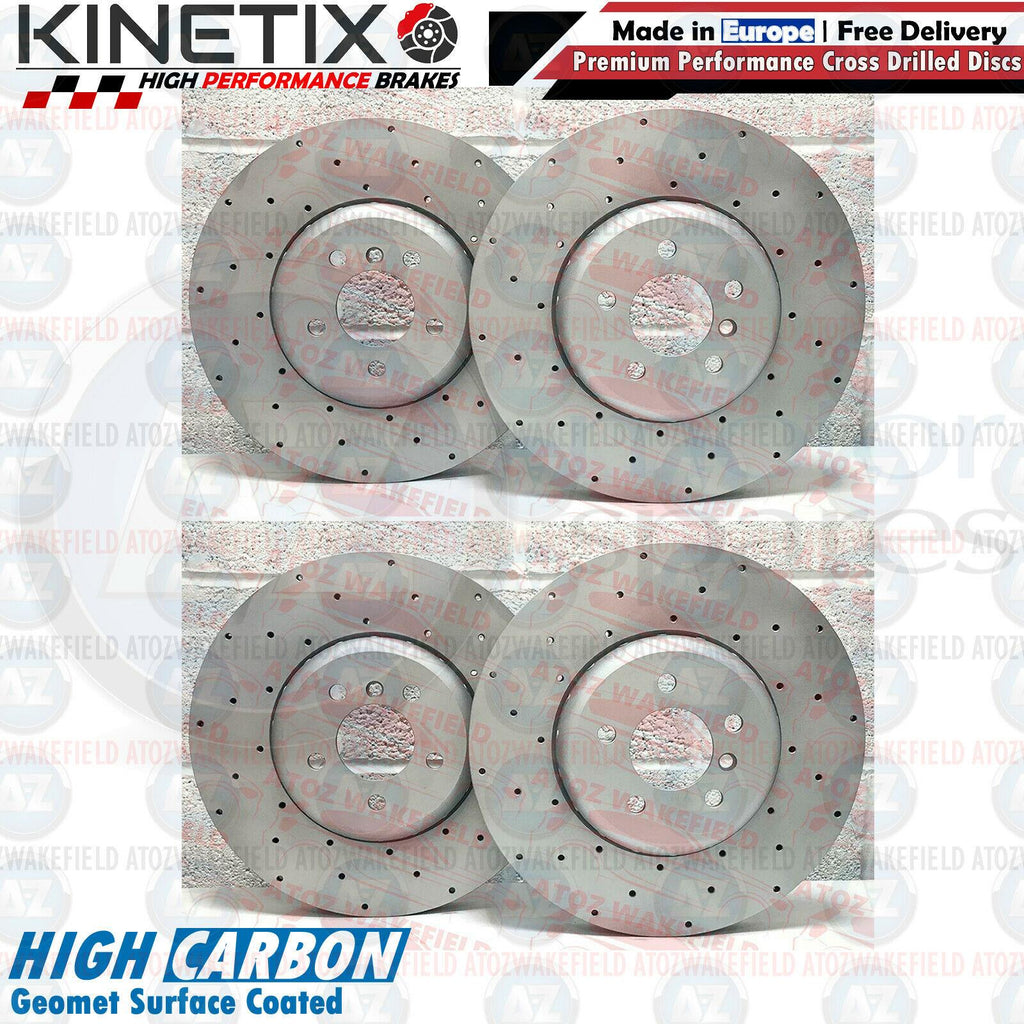 FOR BMW M550d 550i 650i 740i 750i FRONT REAR CROSS DRILLED BRAKE DISCS 374m 345m