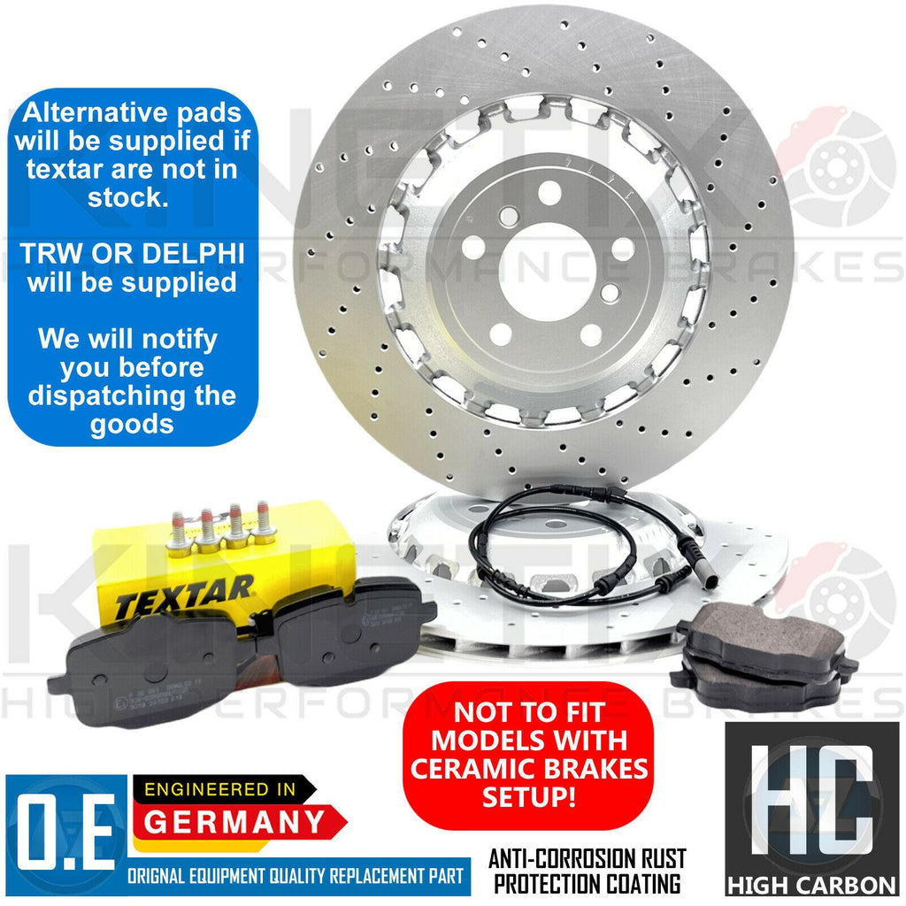 FOR BMW M6 F06 F12 F13 REAR DRILLED BRAKE DISCS TEXTAR PADS WEAR SENSOR 396mm