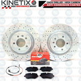 FOR RANGE ROVER SPORT 2.0 SD4 L494 DRILLED REAR BRAKE DISCS MINTEX PADS WIRE