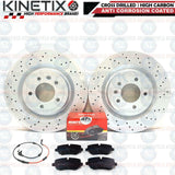 FOR RANGE ROVER 4.4 SDV8 L405 DRILLED REAR BRAKE DISCS MINTEX PADS WIRE 350mm