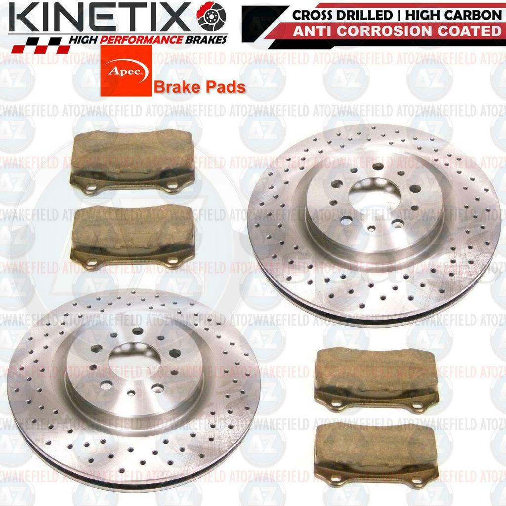 FOR FERRARI F430 FRONT DRILLED PERFORMANCE BRAKE DISCS APEC BRAKE PADS 330mm