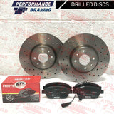 FOR FIAT 500 ABARTH FRONT DRILLED PERFORMANCE BRAKE DISCS MINTEX PADS SET 284mm