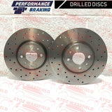 FOR FIAT 500 ABARTH FRONT DRILLED PERFORMANCE BRAKE DISCS MINTEX PADS SET 284mm