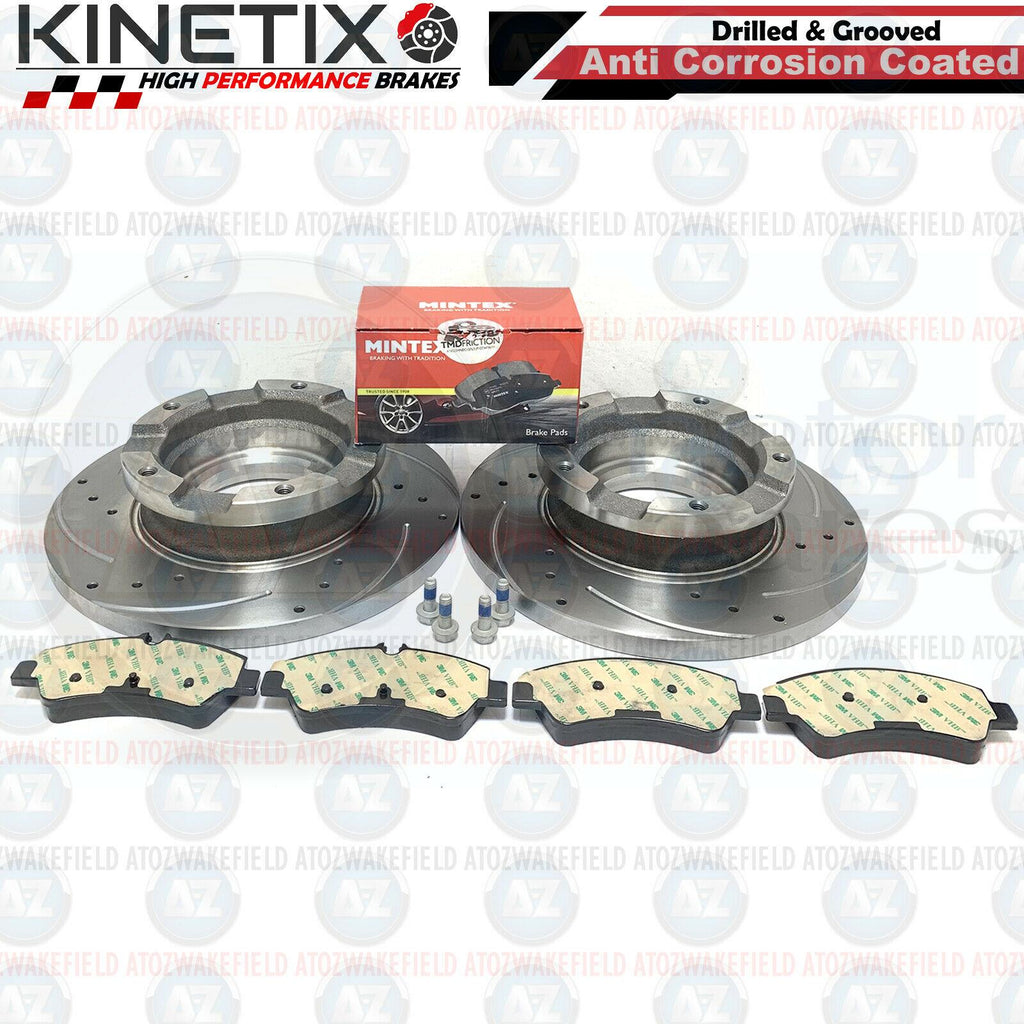 FOR FORD TRANSIT CUSTOM 2.2 TDCi REAR DRILLED GROOVED BRAKE DISCS PADS 308mm