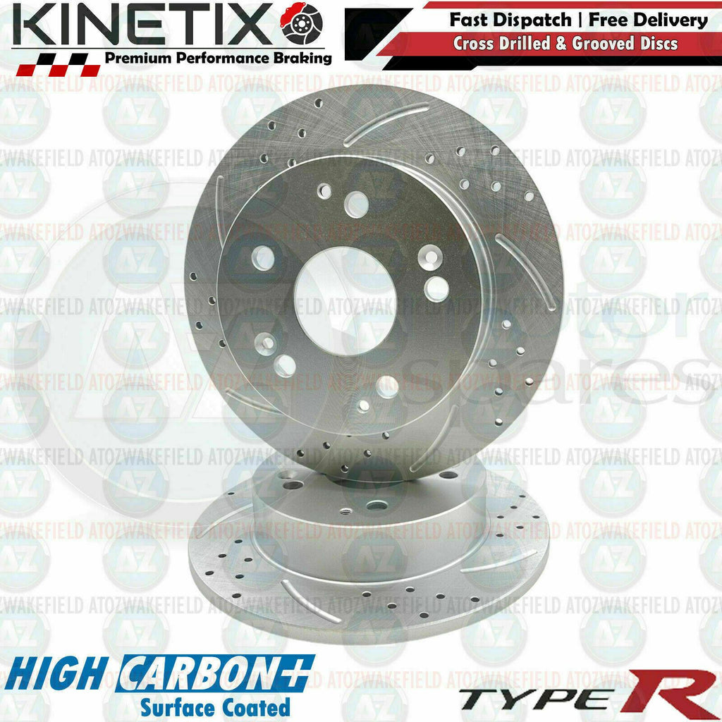 FOR HONDA CIVIC EP3 TYPE-R 2.0 REAR DRILLED GROOVED BRAKE DISCS SET 2001-2005