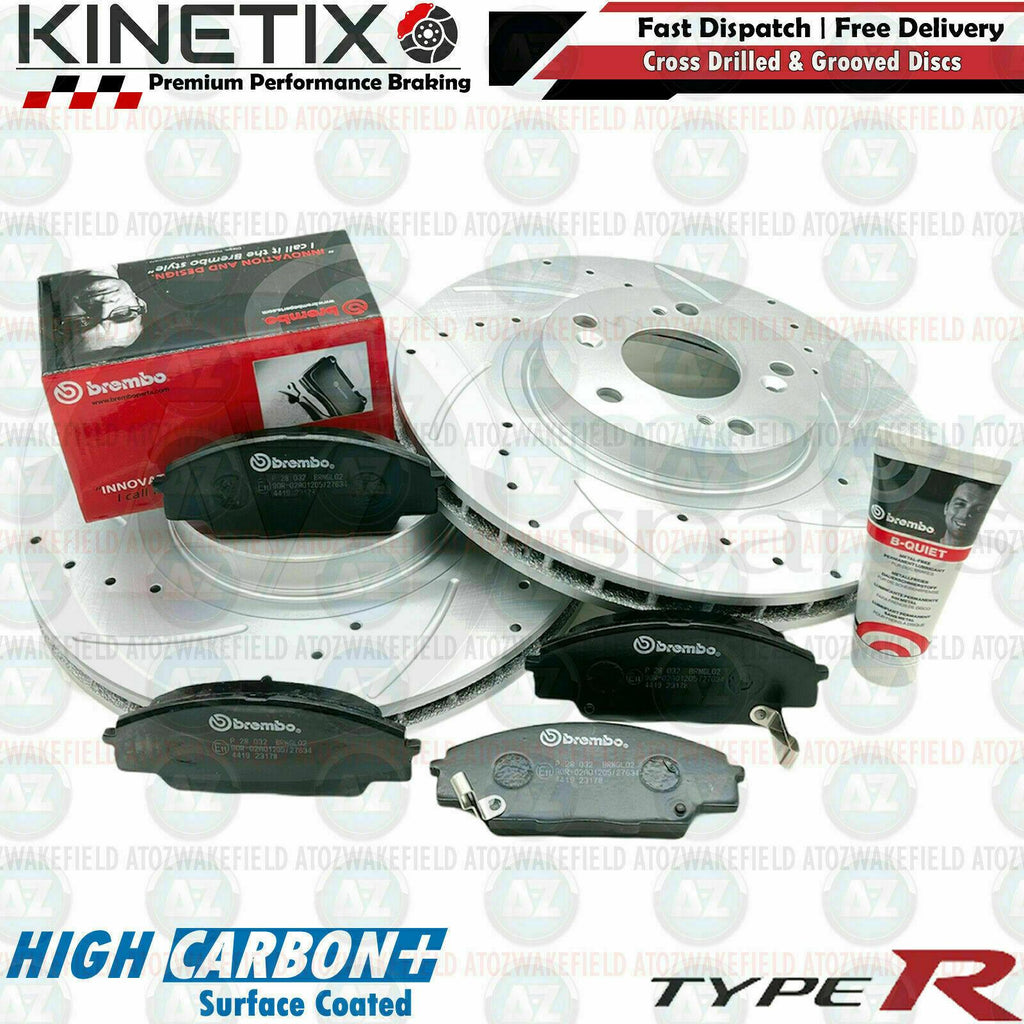 FOR HONDA CIVIC EP3 TYPE-R FRONT KINETIX PERFORMANCE BRAKE DISCS BREMBO PADS