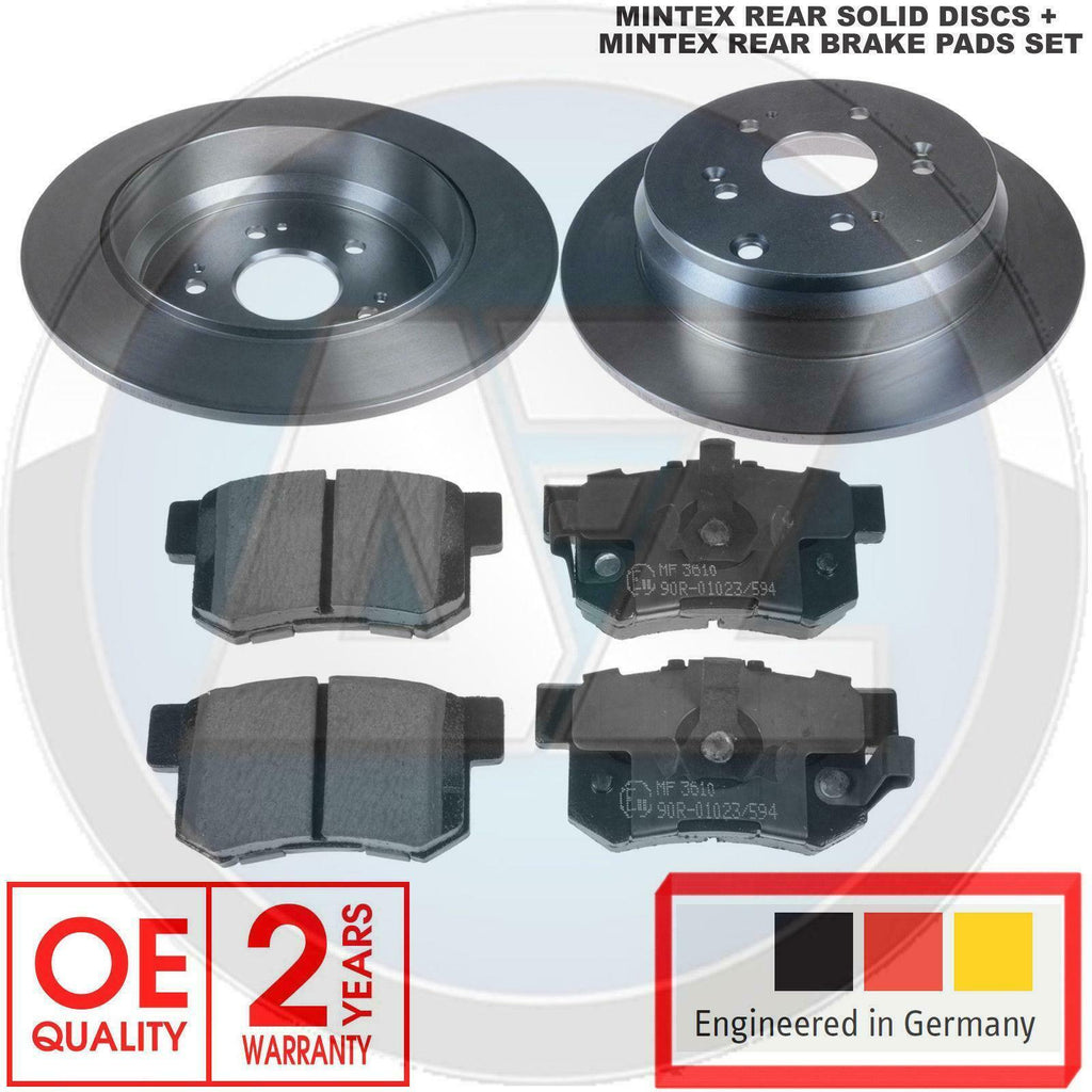 FOR HONDA CRV CRV 01-06 REAR MINTEX SOLID BRAKE DISCS + BRAKE PADS SET 305mm