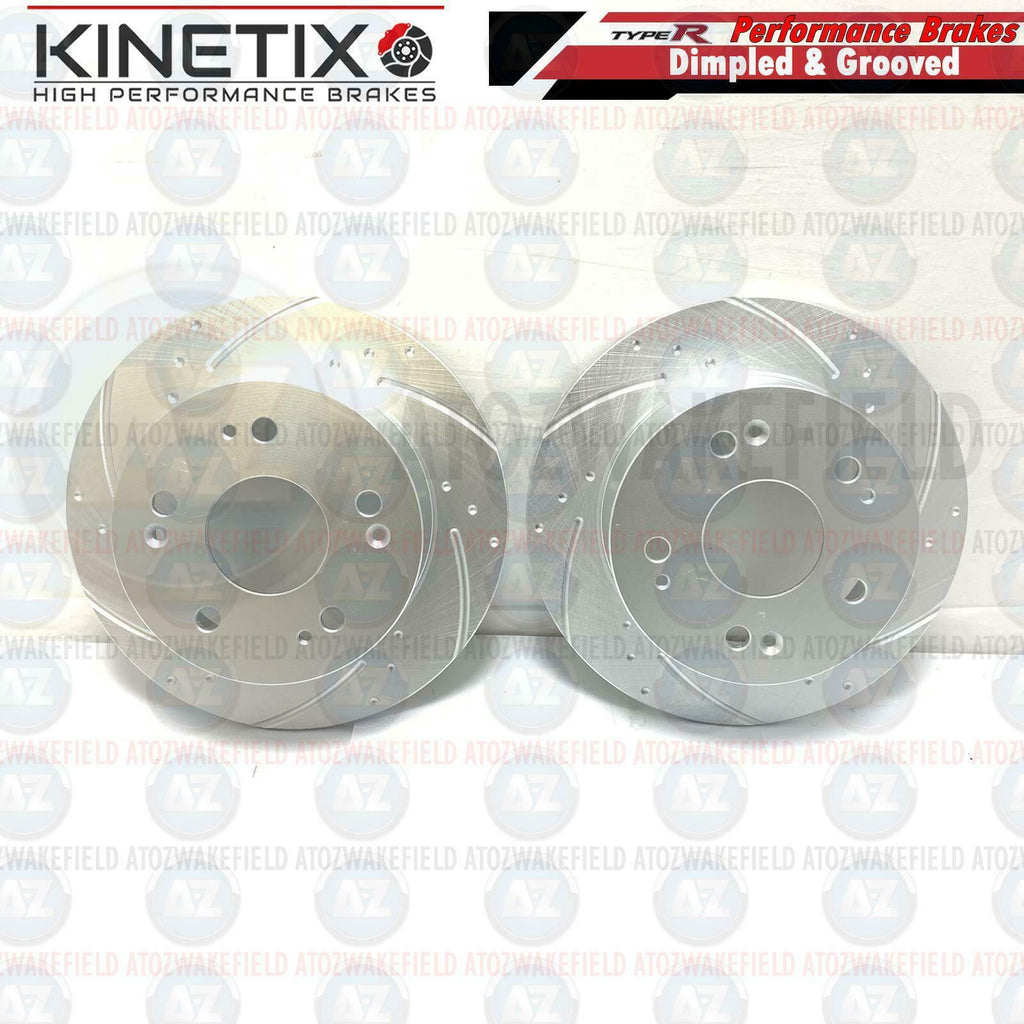 FOR HONDA INTEGRA DC5 TYPE-R REAR KINETIX DIMPLED GROOVED BRAKE DISCS PAIR 260mm