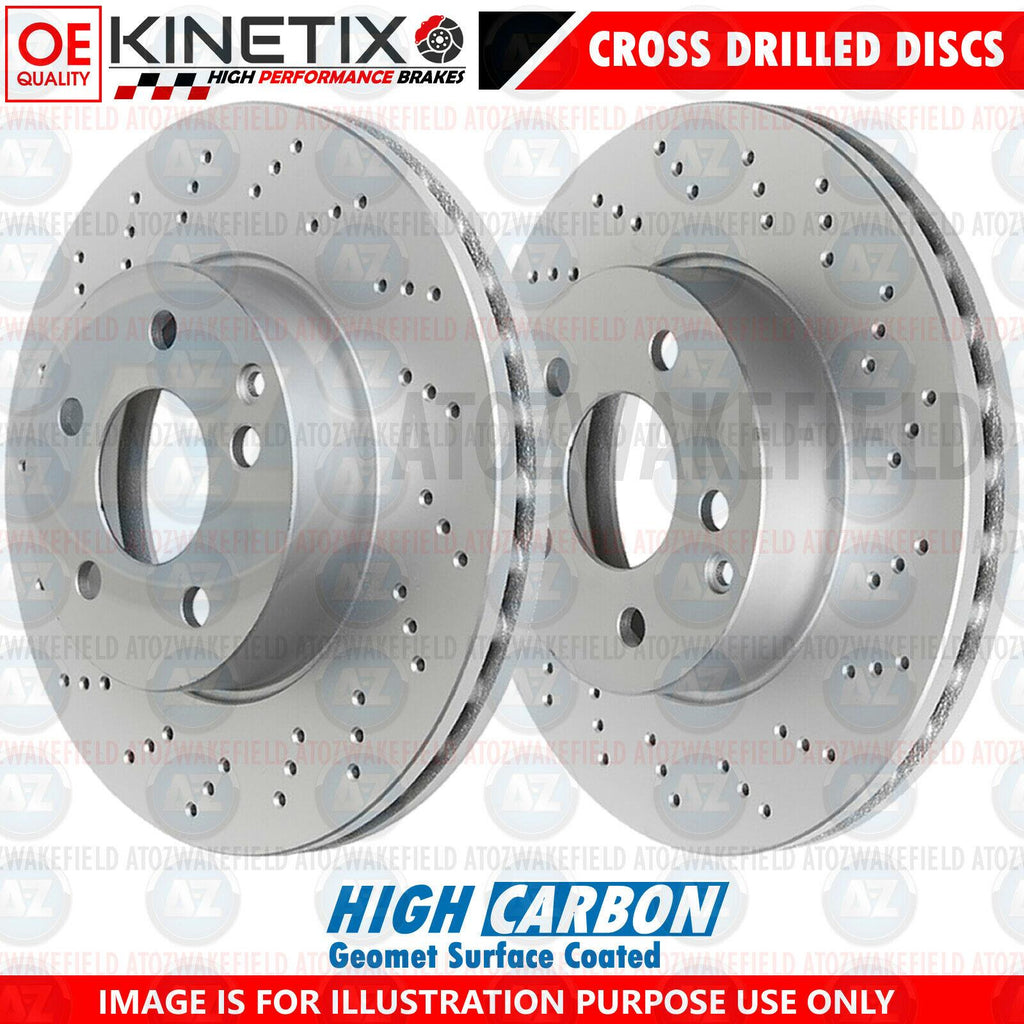 FOR JEEP WRANGLER 2017- FRONT CROSS DRILLED PERFORMANCE BRAKE DISCS PAIR 330mm