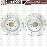 FOR RANGE ROVER SPORT 2.0 SD4 L494 DRILLED REAR BRAKE DISCS MINTEX PADS WIRE